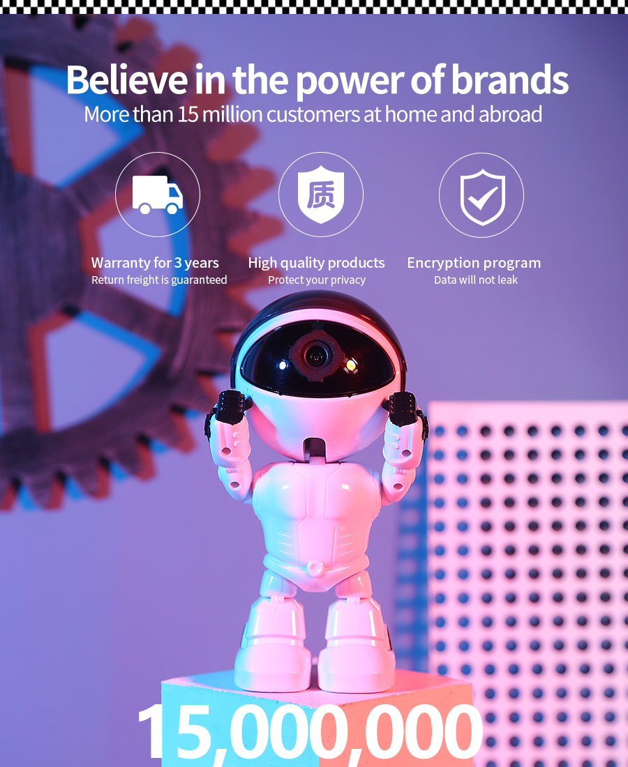 1080P HD Digital Zoom AI Human Detect Indoor Hidden Wifi IP Camera Surveillance PTZ Wireless Robot Camera