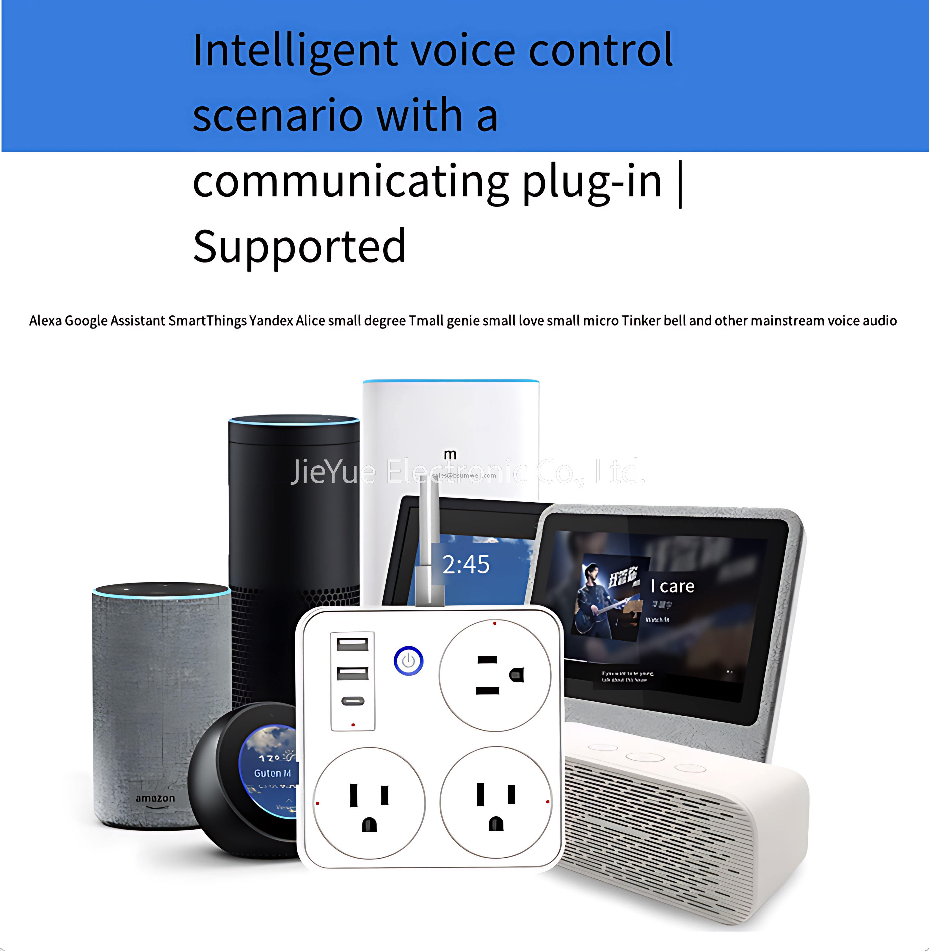 Wifi Smart Power Strip Eu With Type-C Port Tuya App Remote Control Power Socket 10A Works With Google Alexa