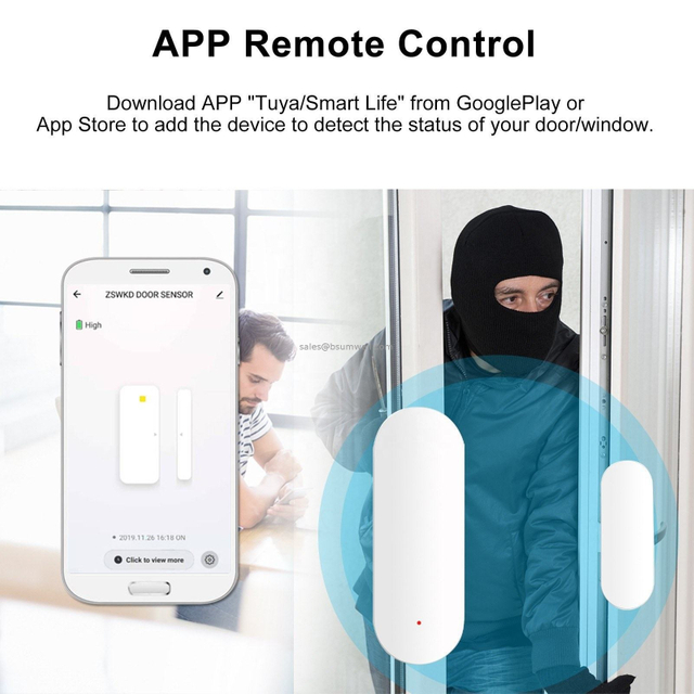 Tuya Smart Home Wifi Door Window Magnetic Alarm Home Office Zigbee Wireless Door And Window Sensor Alarm Switch