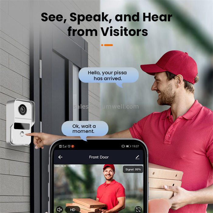 1080p 10.1'' touch screen 4-wire wifi video doorbell intercom system "Tuya Smart" work RFID Card Access Control unlock