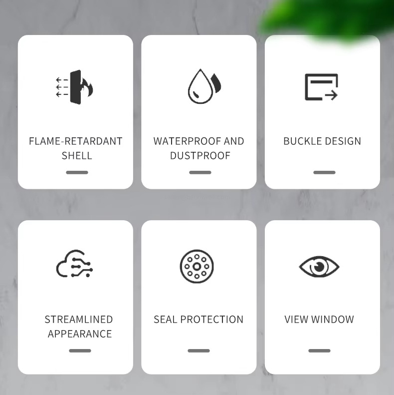 FLAME-RETARDANT SHELL WATERPROOF AND DUSTPROOF BUCKLE DESIGN FLAME-RETARDANT SHELL WATERPROOF AND DUSTPROOF BUCKLE DESIGN