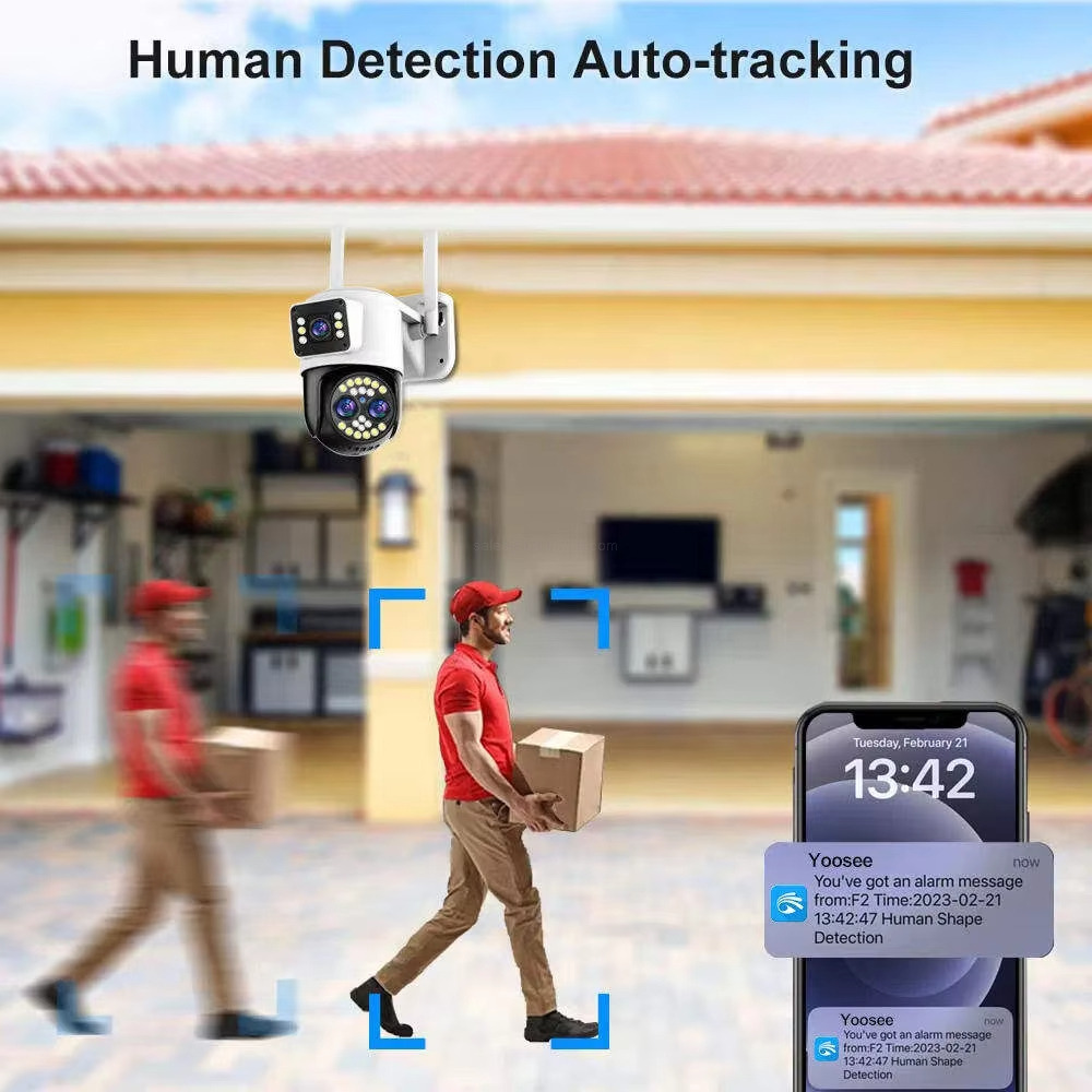 3-lens WiFi outdoor security camera