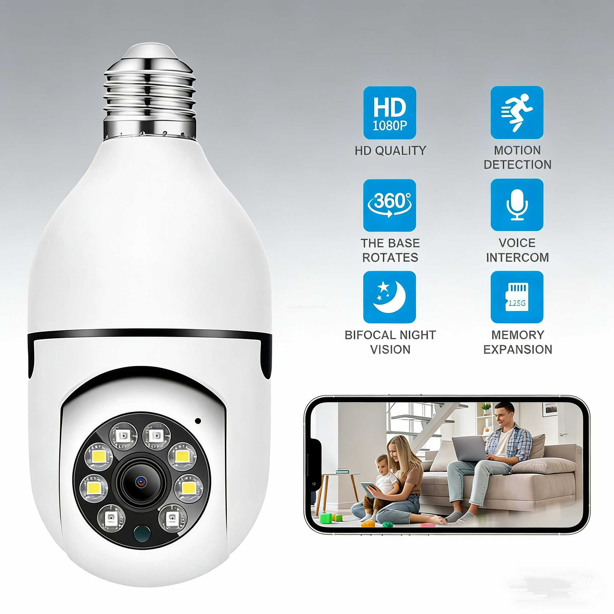 Bsumwell 1080P bulb camera