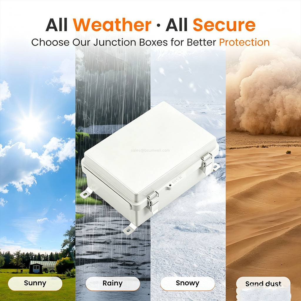 UL94 V0 Flame Retardant PC ABS Waterproof Electrical Junction Box 13.8x9.9x5.9 Inch Plastic Outdoor IP66 Weatherproof Project Enclosure Case