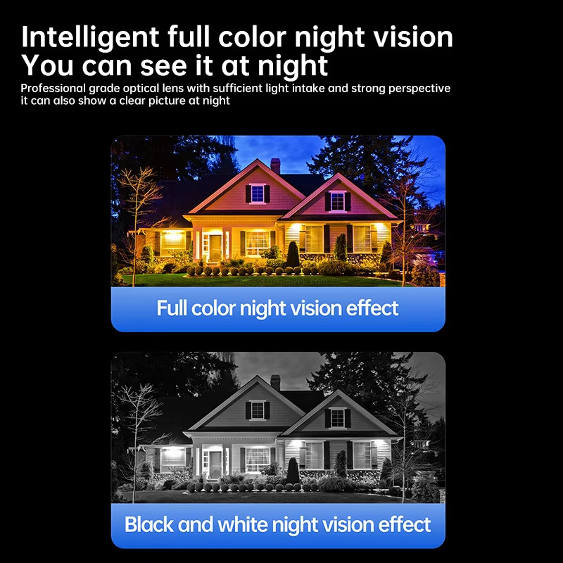 Intelligent full color night vision. You can see it at night Professional grade optical lens with sufficient light intake and strong perspective it can also show a clear picture at night