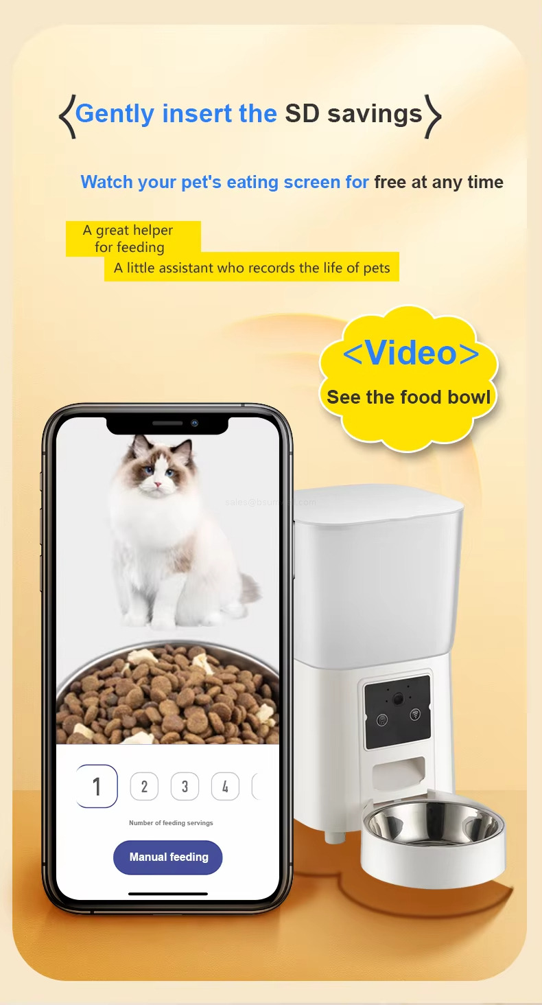 Gently insert the SD savings Watch your pet's eating screen for free at any time