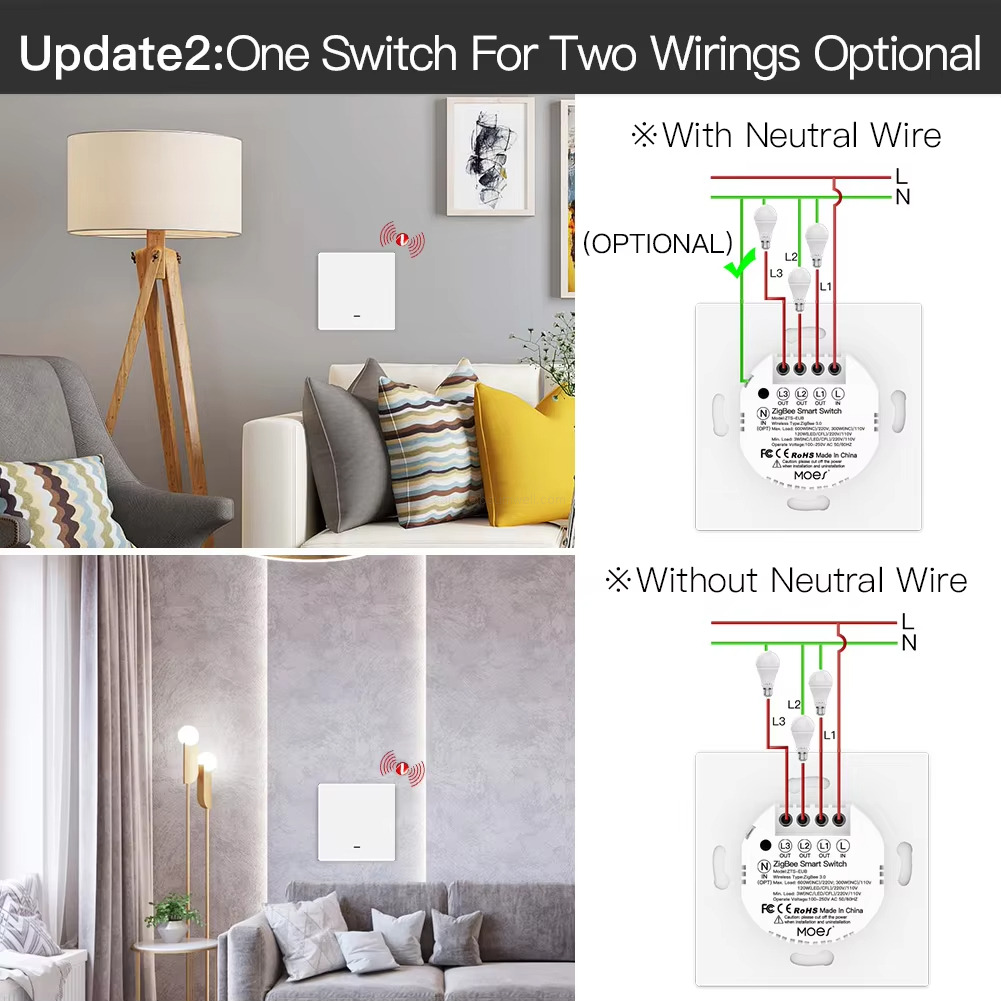 Update2:One Switch For Two Wirings Optional