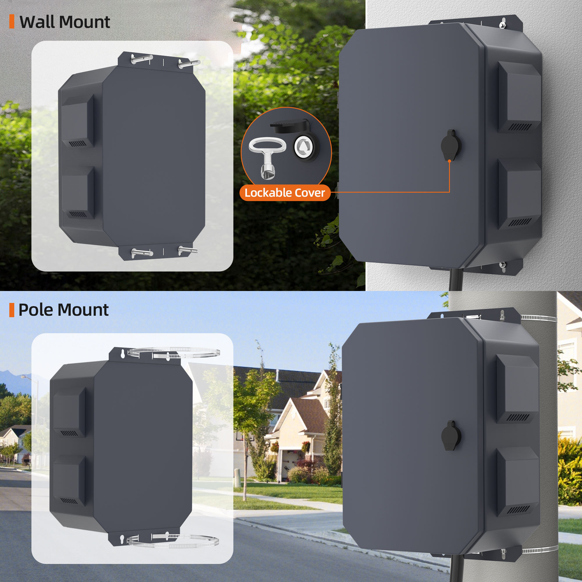 Outdoor Electrical Box with Cooling Fan 400x300x200mm IP65 Waterproof Metal Enclosure