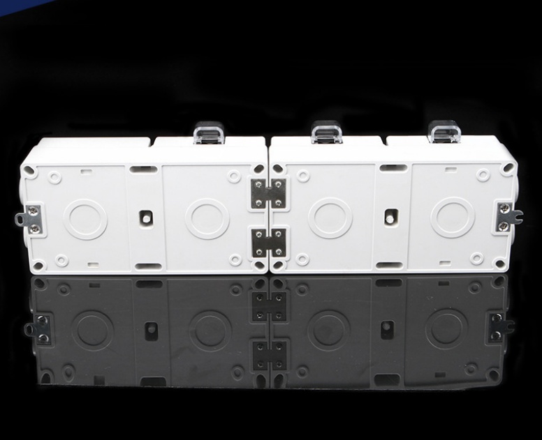 Close-up of IP66 waterproof 1-switch + 3-socket combo with RCD protection