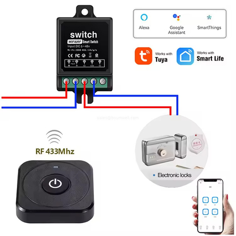 Smart WiFi Relay Switch Module Dry Contact for Door Light Appliance Control with Timing & Group Functions
