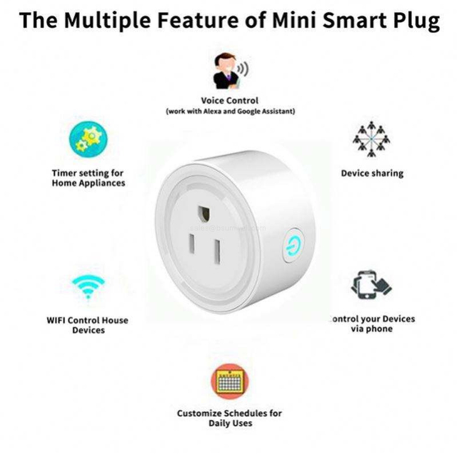 Tuya WiFi Smart Plug 16A/10A Remote Control Power Socket, Works with Google Home & Alexa, US/EU/AU/UK Plugs Available