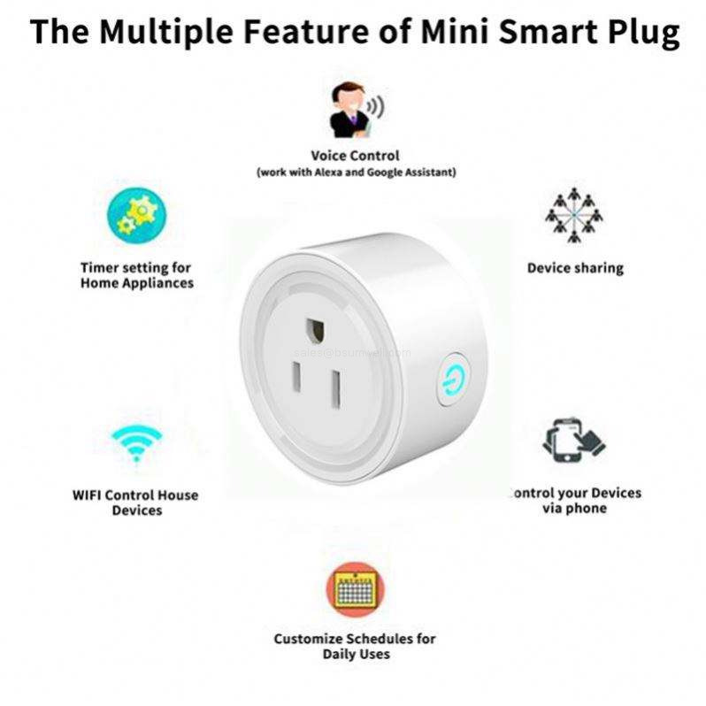 Tuya WiFi Smart Plug 16A/10A Remote Control Power Socket, Works with Google Home & Alexa, US/EU/AU/UK Plugs Available