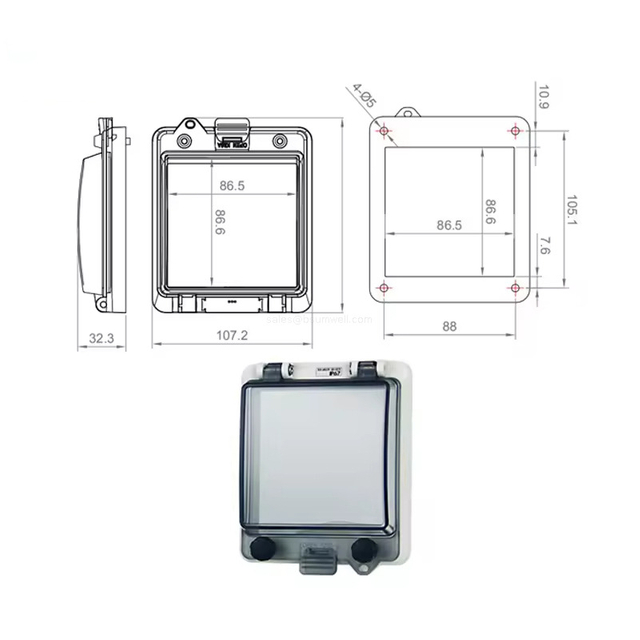 IP67 Transparent Window Cover Custom ABS/PC Visible Lid Fits 4-54 Way MCB Electrical Enclosures for Distribution Box