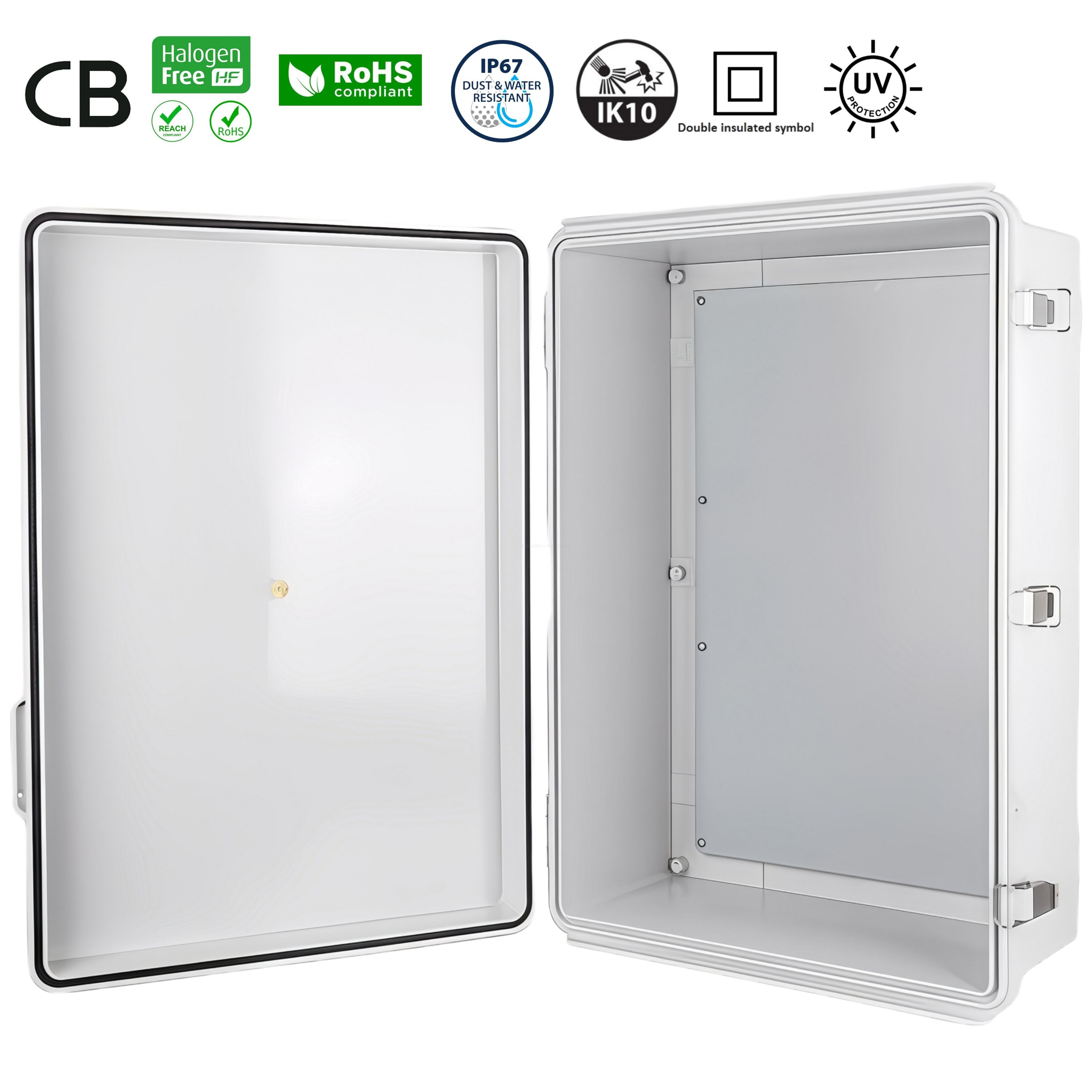Heavy Duty Polycarbonate Outdoor Electrical Junction Box IP67 IK10 Waterproof Enclosure