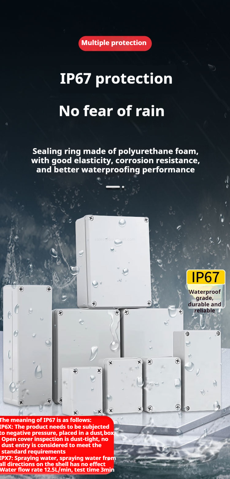 Multiple Protections IP67 protection, unaffected by rain Adopting polyurethane foam-formed sealing rings with good elasticity and corrosion resistance, achieving better waterproof effect