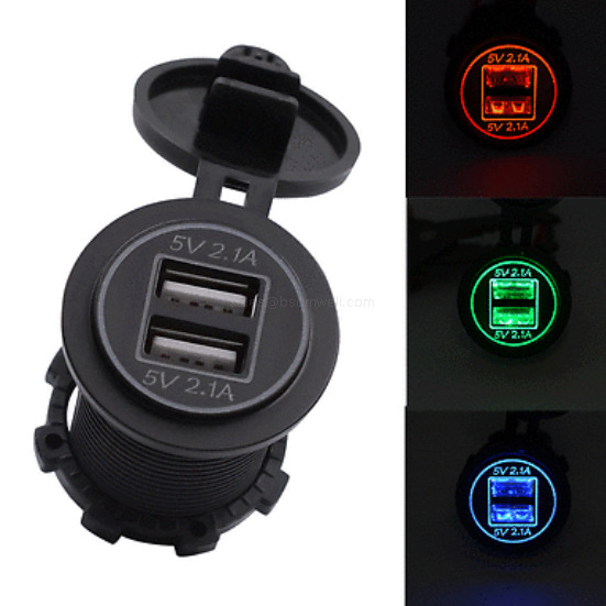 12V 24V Dual USB Charger Socket IP66 Waterproof Power Outlet For Car RV Boat Marine Truck