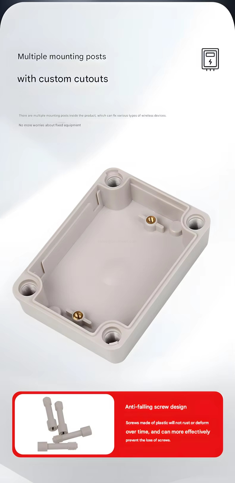 Multiple mounting posts with custom cutouts