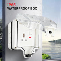 IP66 Waterproof Outdoor 86 Type Switch Socket Box Weatherproof Wall Electrical Outlet Enclosure with Clear Cover and Insulation Base for Exterior Power Supplies