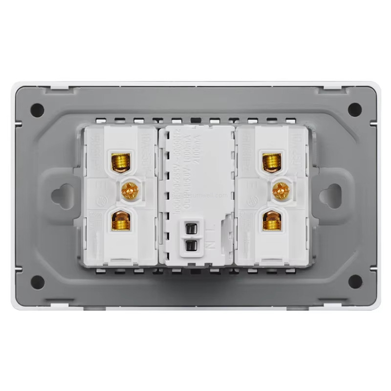 Brazilian Standard Wall Power Socket 20A Electrical Outlet with Dual USB Charger Ports Tempered Glass Panel Modular Design for Home Office