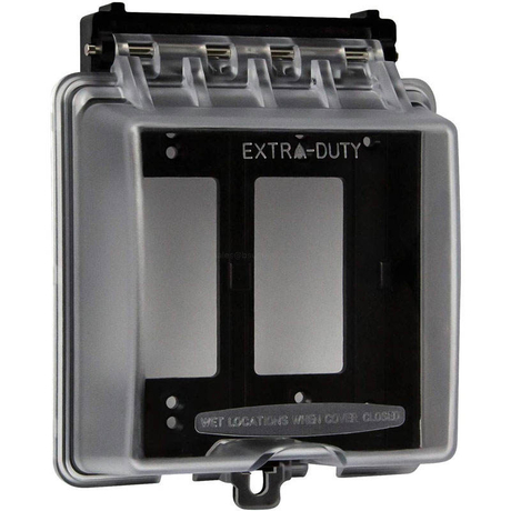 2 Gang Weatherproof Outdoor Outlet Cover Extra Duty In Use Receptacle Protector Dual Decorator GFCI Electrical Box Enclosure Transparent Shield