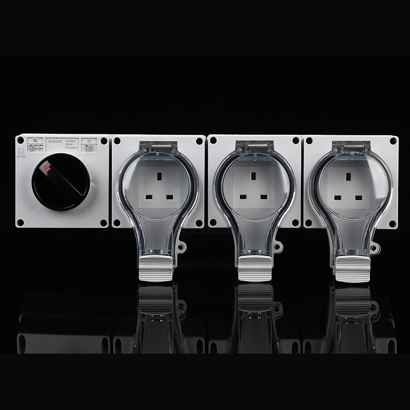 Triple Gang IP66 UK Weatherproof Socket with Switch | 13A British Plug for Industrial Outdoor Power Distribution