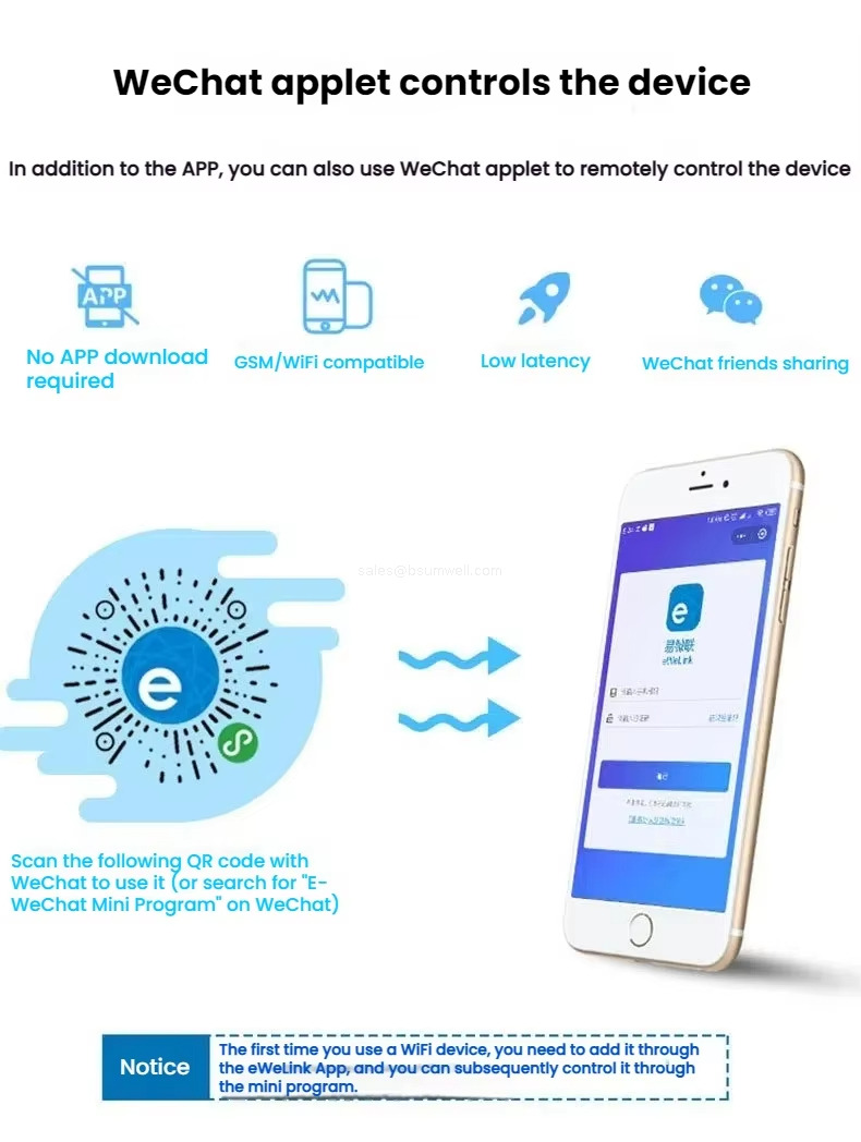 WeChat applet controls the device In addition to the APp, you can also use WeChat applet to remotely control the device