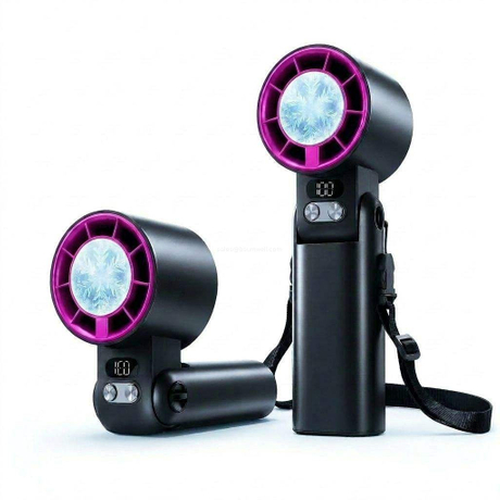 Handheld Turbo Fan with Digital Display Semiconductor Cooling Wearable Mini Fan Foldable Portable USB Rechargeable Personal Cooler