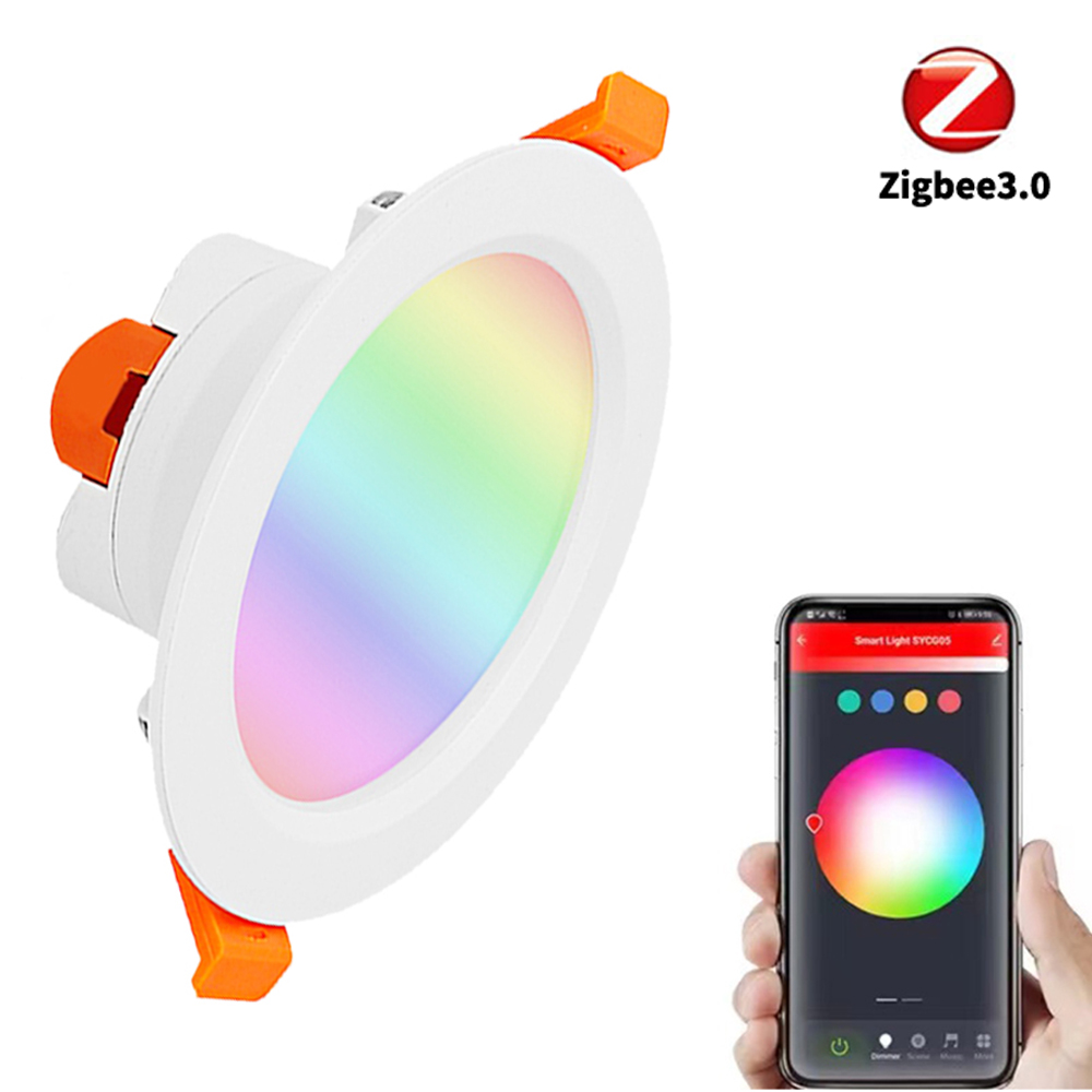 ZigBee 3.0 Downlight Kit Smart RGBW 5W Led Recessed Ceiling Light Work with Smartthings Smart Lighting