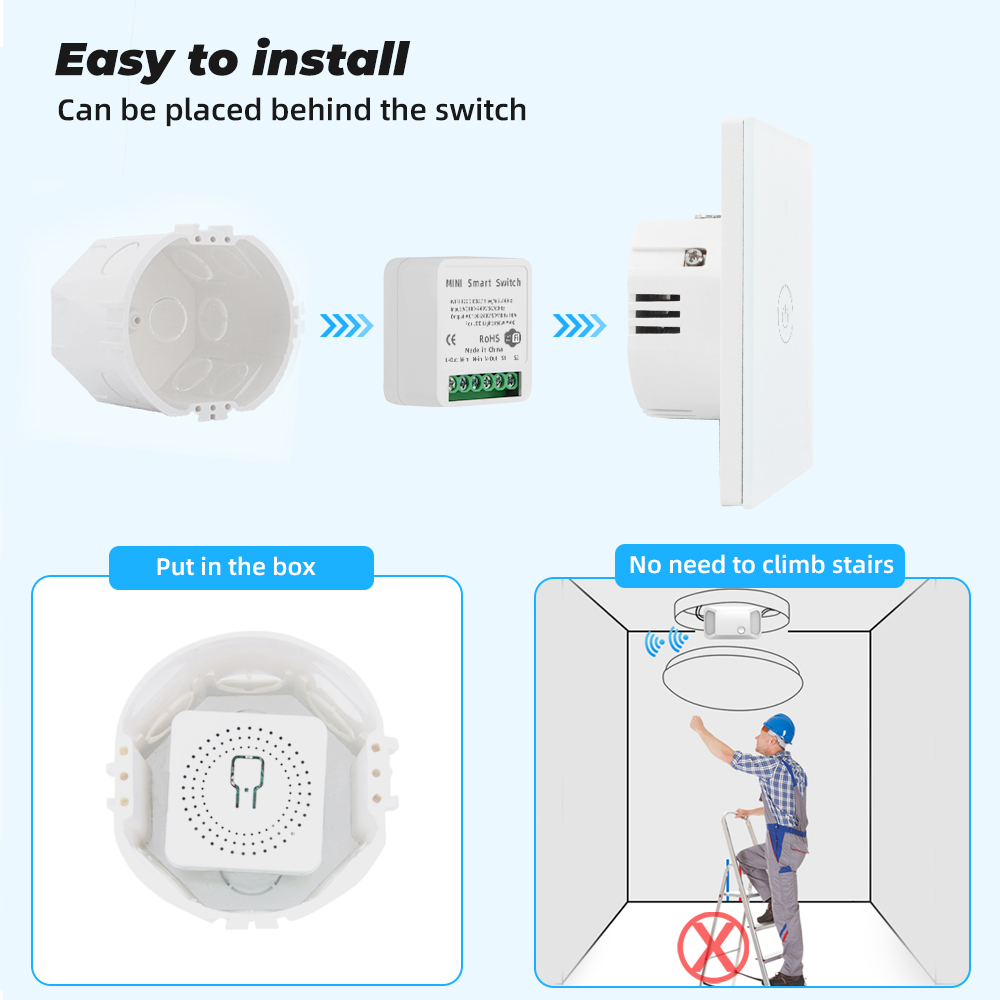 Tuya Wifi Mini Smart Switch 16A 2-Way DIY Switches SmartLife App Timer Module Support Alexa Google Home