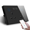 Tuya WIFI Smart Wall Socket 2 Gang UK/Universal Socket 10A/13A Touch Switch Plug Sockets Double USB Socket WIFI Intelligent Socket