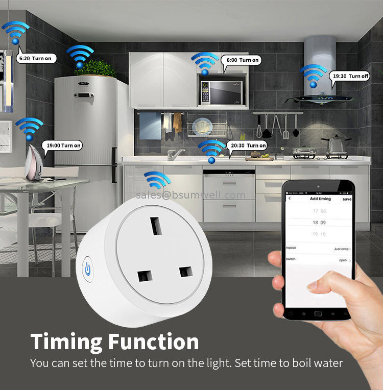 UK Standard 16A 110-240V AC TUYA WiFi Smart Socket UK Gauge Plug Directly Connected To ALexa Speaker Tape Metering Stat