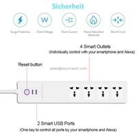 Power Strip with USB Port 2/3/4-Way Socket 6 USB with Type-c Socket with 2/3/4/5M Extension Cord Surge Protector Plug