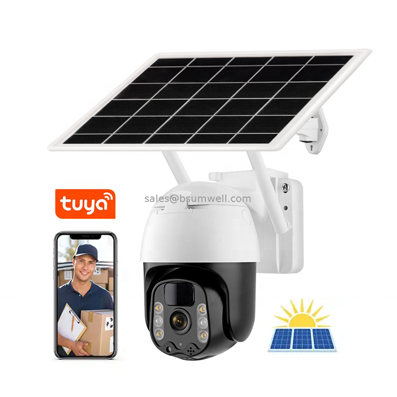 Full HD 3MP 2K Tuya Smart Wifi Solar Battery Powered Ptz Outdoor Auto Tracking Pir Motion Sensor Wireless 360 Solar Camera