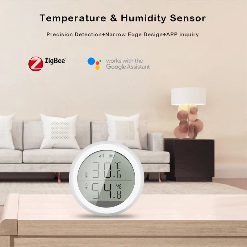 Tuya Zigbee Smart Digital Hygrometer Thermometer Indoor Temperature and Humidity Meter with Alexa Google Home