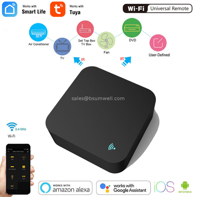 Smart Home Works Tuya Smart WiFi IR Remote Control with Temperature And Humidity Sensor with Smart Life App Alexa Google Home