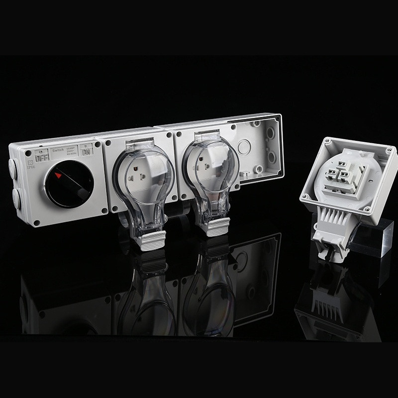 Power Connection Outdoors Premium IP66 1-Gang Switch + 3-Gang Multi-function Socket