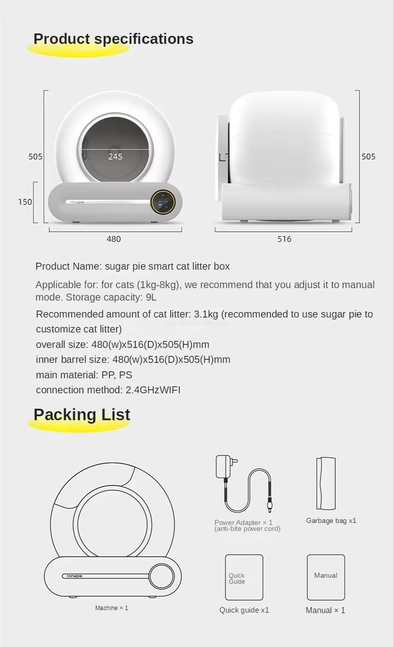 Product specifications and Packing List