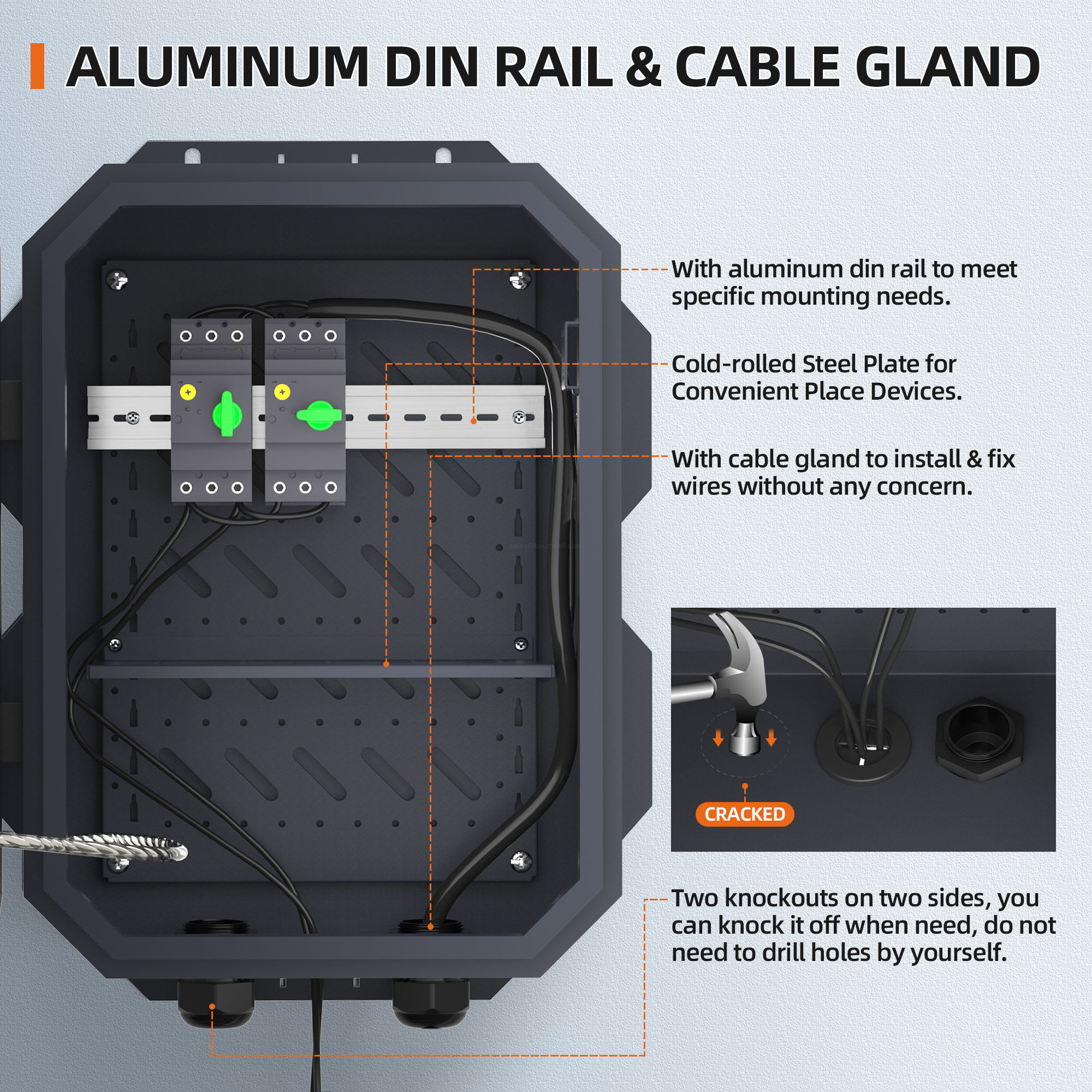Outdoor Electrical Box with Cooling Fan 400x300x200mm IP65 Waterproof Metal Enclosure