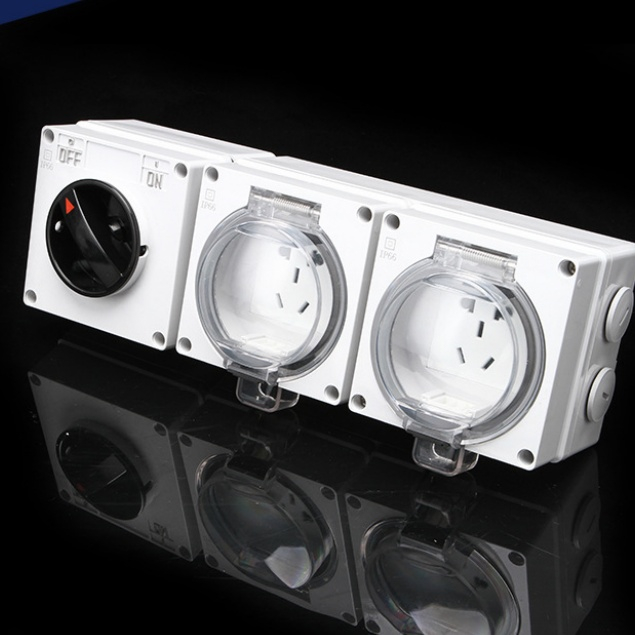 IP66 Rated 1Gang Switch and 2Gang 5-Pin Waterproof Socket