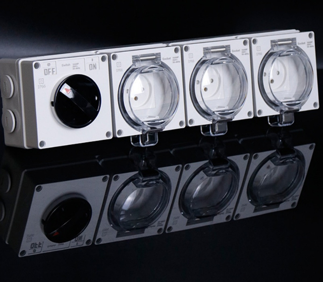 3 gang weatherproof socket with switch