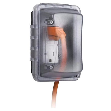 1 Gang Weatherproof In Use Outdoor Outlet Cover Universal Polycarbonate Single Gang Receptacle Protector Extra Duty Locking Shield Case