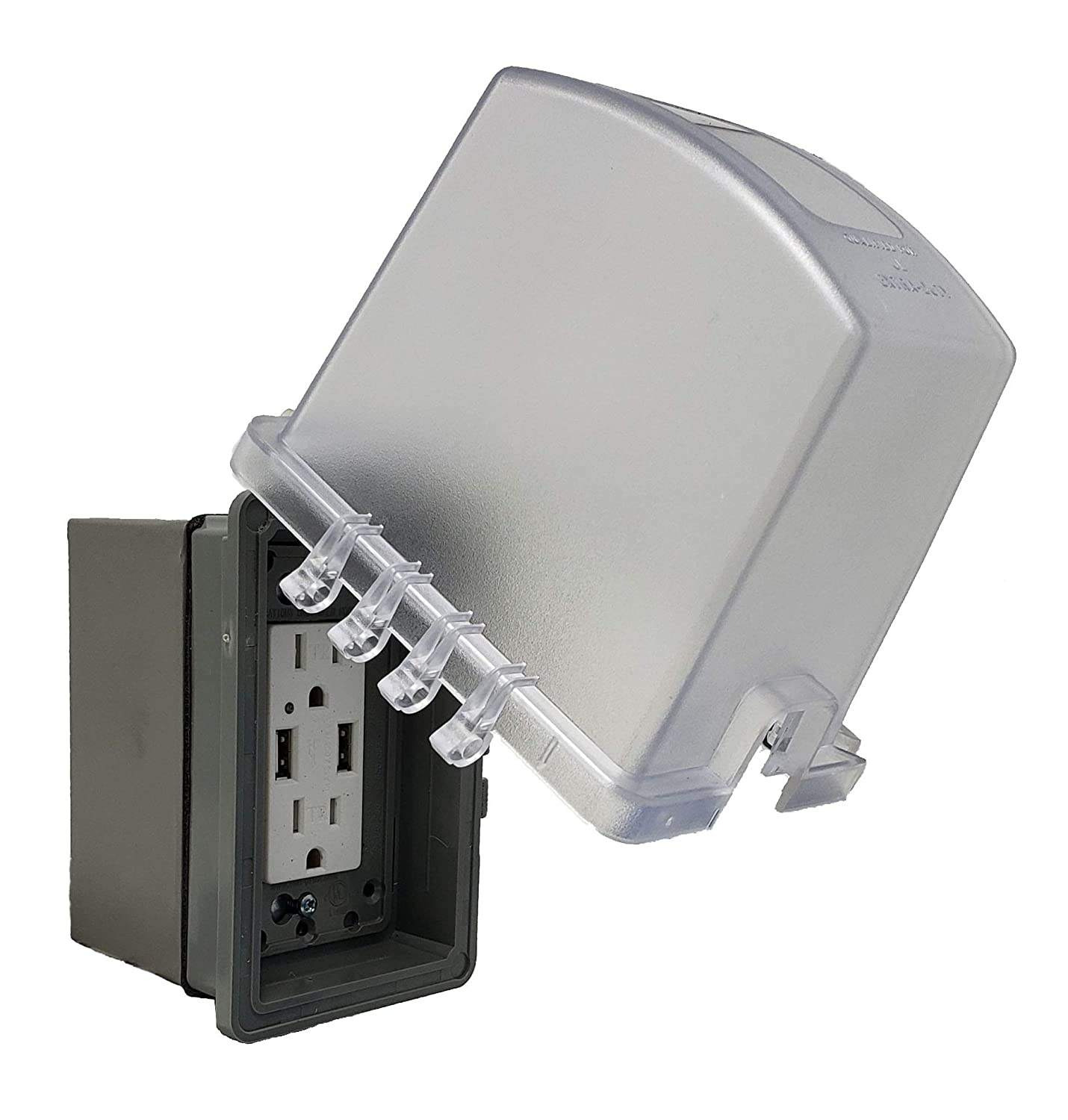 1 Gang Weatherproof In Use Outdoor Outlet Cover Extra Duty Extra Deep Receptacle Protector Clear Electrical Box Shield