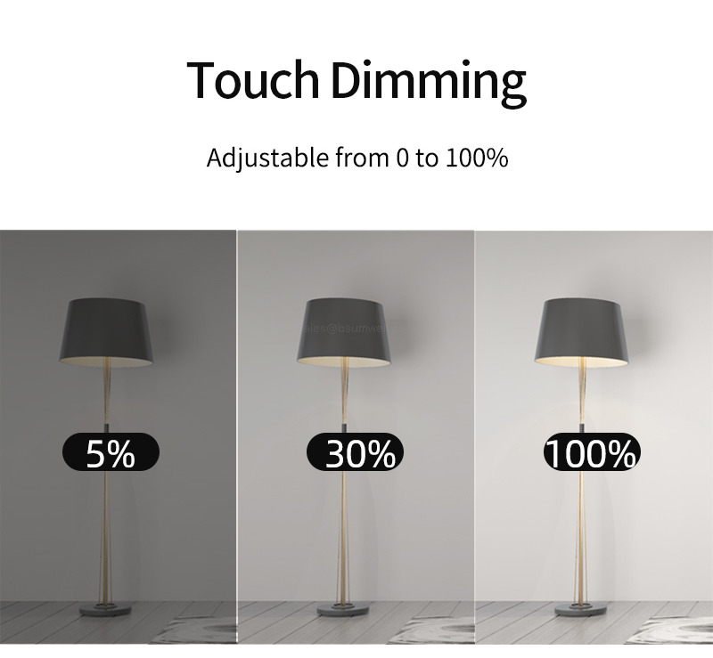 Touch Dimming Adjustable from 0 to 100%