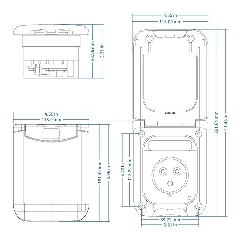 16A RV Waterproof Charging Port Magnetic Suction Power Socket Motorhome Exterior Flush Mount Plug Receptacle