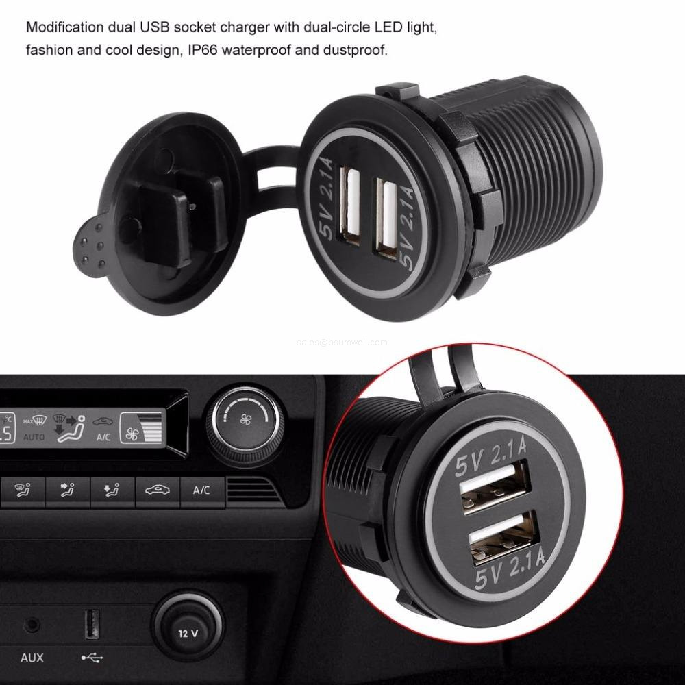 12V 24V Dual USB Charger Socket IP66 Waterproof Power Outlet For Car RV Boat Marine Truck