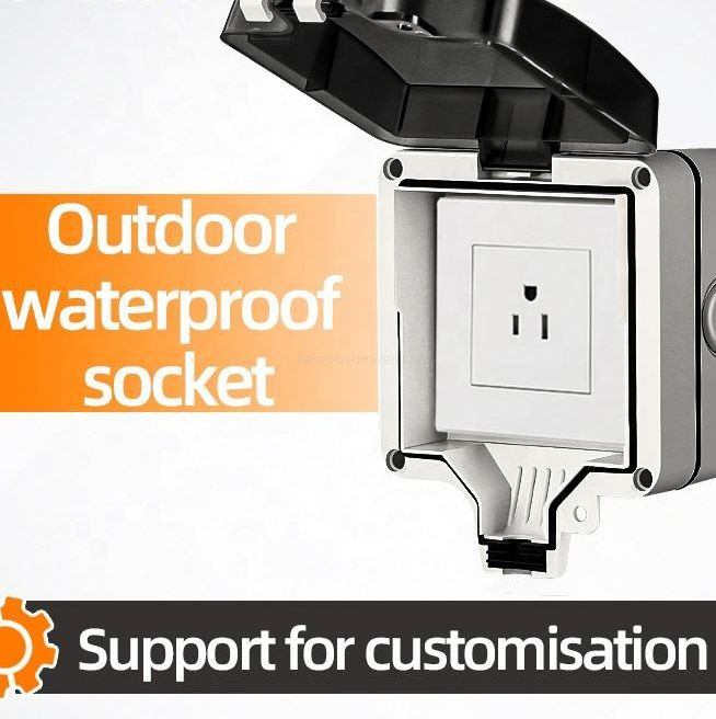 IP66 Waterproof Outdoor Socket Box Wall Mounted Type 86 Weatherproof Electrical Outlet Cover for High Power Appliances EV Charging Sheds and Industrial Workshops