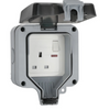 Outdoor Weatherproof Wall Switch Socket IP66 Rainproof Dustproof Power Outlet Box with Lockable Cover and Indicator Light for Exterior Garden Patio