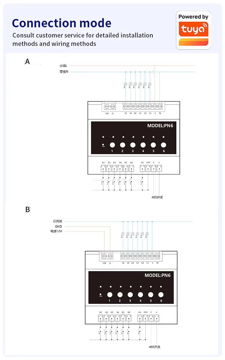 Consult customer service for detailed installationmethods and wiring methods