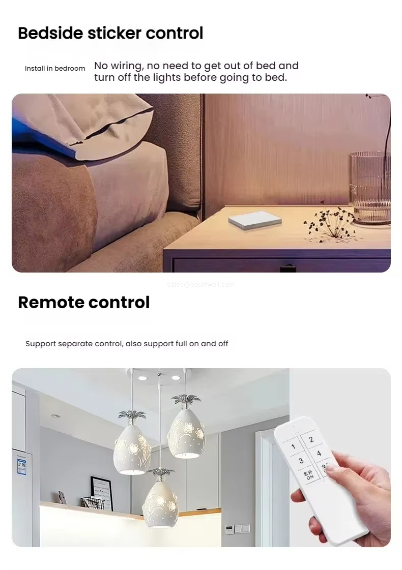 Bedside sticker control No wiring, no need to get out of bed andInstall in bedroomturn off the lights before going to bed.