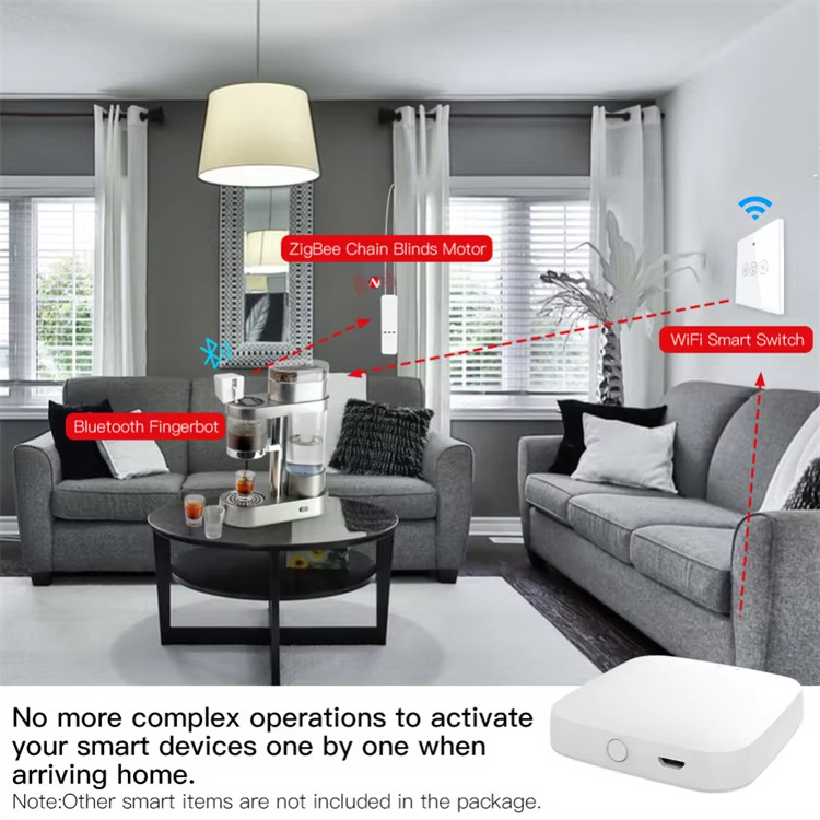 No more complex operations to activateyour smart devices one by one whenarriving home.Note:Other smart items are not included in the package.